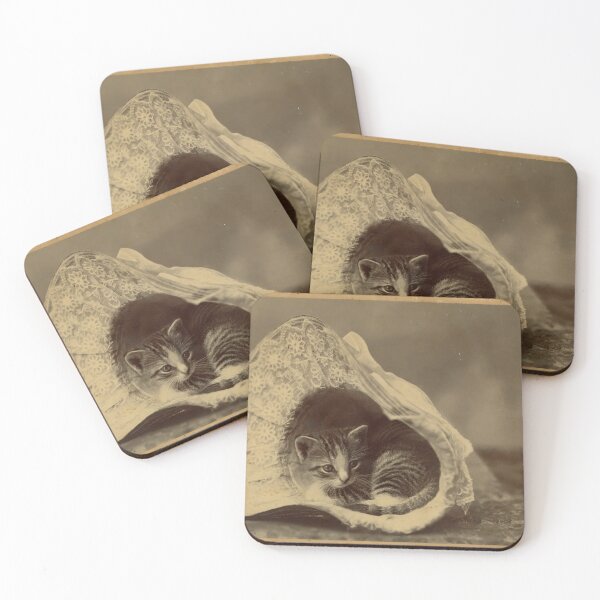Item preview, Cat in Vintage Bonnet – Antique Sepia Photograph designed and sold by CrimsonREDStore.