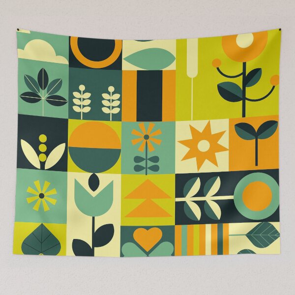 Item preview, Bauhaus-Inspired Orange, Lime And Blue Nature Pattern designed and sold by DEC02.