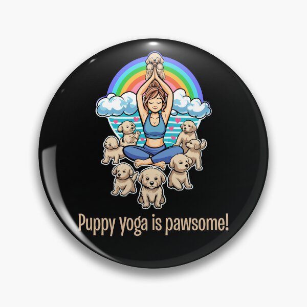 Item preview, Puppy Yoga is Pawsome!  Cute Yoga Pose with Rainbow and Puppies designed and sold by SunNoonPark.