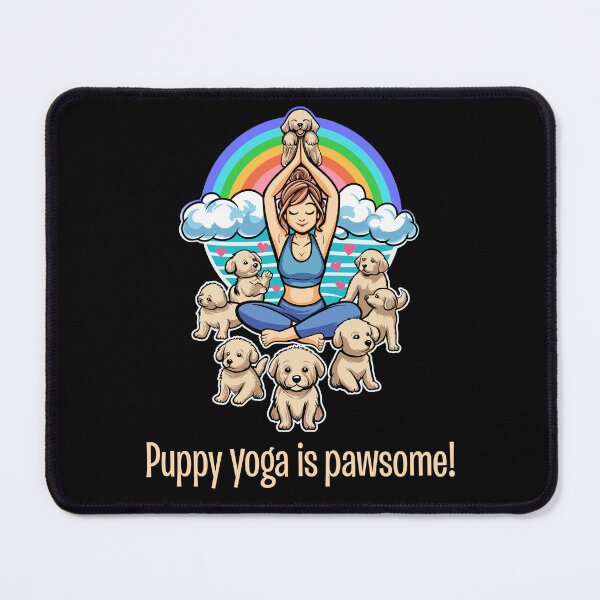 Item preview, Puppy Yoga is Pawsome! Cute Yoga Pose with Rainbow and Puppies designed and sold by SunNoonPark.