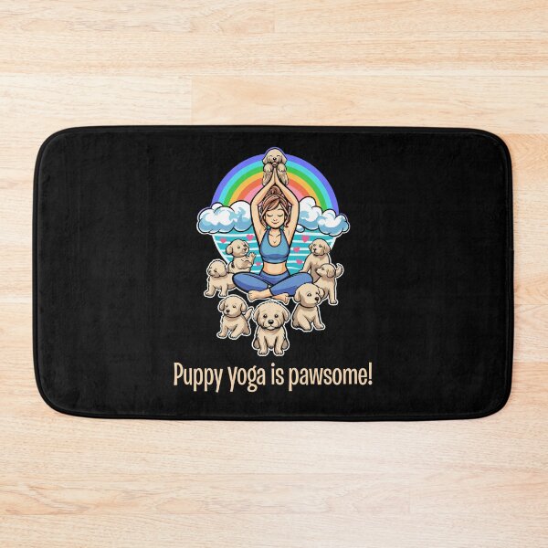 Item preview, Puppy Yoga is Pawsome!  Cute Yoga Pose with Rainbow and Puppies designed and sold by SunNoonPark.