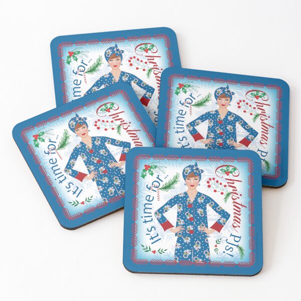 Item preview, It's Time For Christmas PJs of bold blue and ravishing red! designed and sold by SandedollArt.