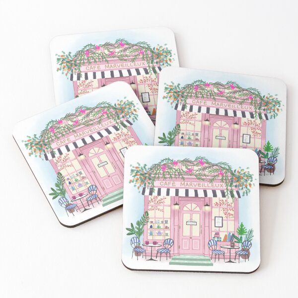 Item preview, Parisian Cafe, Romantic and Pink Paris City Boulangerie and Cafe Art designed and sold by Natasha May Design.