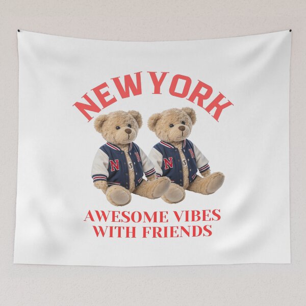 Item preview, Two Cool Teddy Bears in New York College Jackets | Fun Vibes with Friends Design designed and sold by Colorful-Garden.