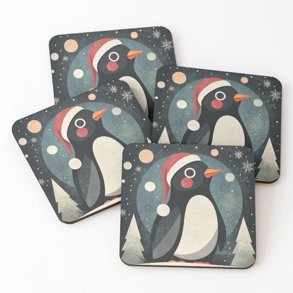 Item preview, Cute Christmas Penguin in Santa Hat Winter Wonderland Illustration designed and sold by myfavoritesm4.