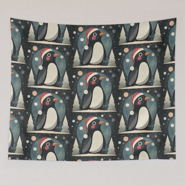 Item preview, Cute Christmas Penguin in Santa Hat Winter Wonderland Illustration designed and sold by myfavoritesm4.