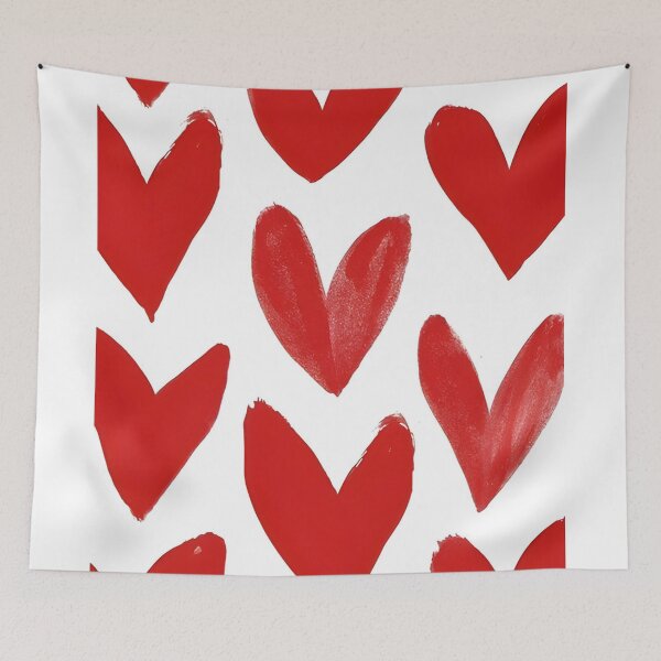 Item preview, Love Heart Abstract Doodle Painted Red White designed and sold by DALdesignstore.