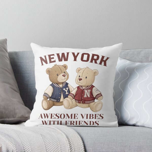 Artikelvorschau, Zwei coole Teddybären in New Yorker Collegejacken | Fun Vibes with Friends Design entworfen und verkauft von Colorful-Garden.