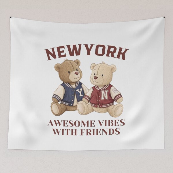 Item preview, Two Cool Teddy Bears in New York College Jackets | Fun Vibes with Friends Design designed and sold by Colorful-Garden.