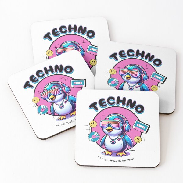 Artikelvorschau, TECHNO - Penguin Tech (Schwarz) entworfen und verkauft von Discothreadz.