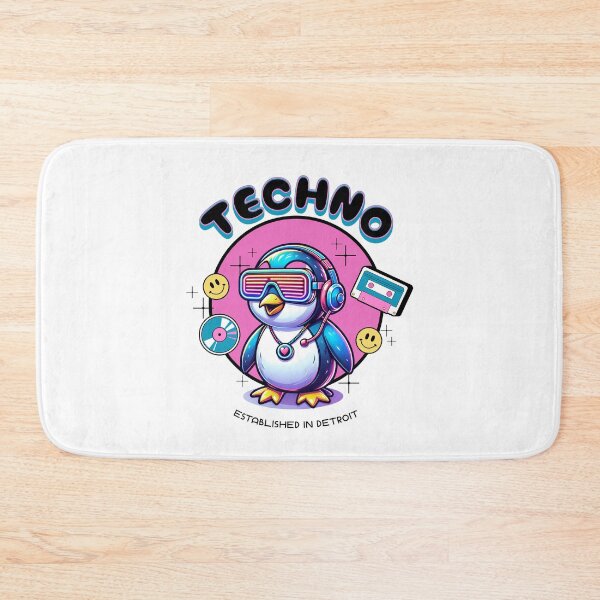 Artikelvorschau, TECHNO - Penguin Tech (Schwarz) entworfen und verkauft von Discothreadz.