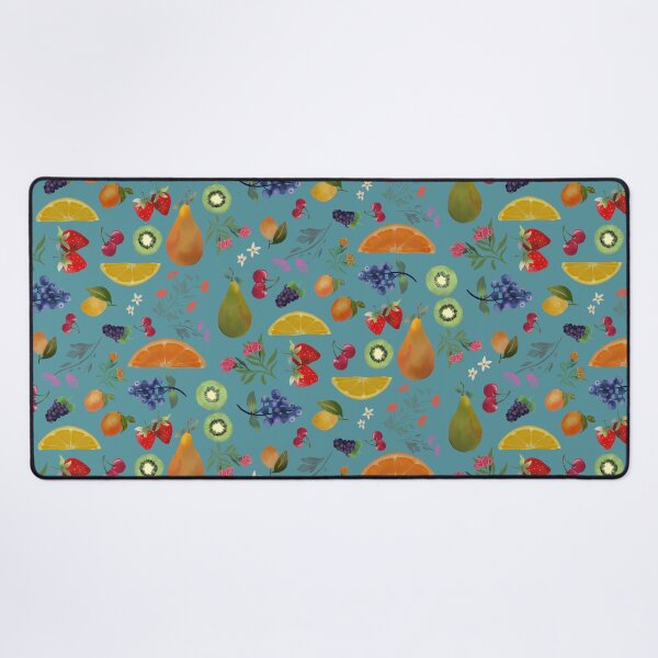 Item preview, Juicy fruit - colorful tropical fruit - grapes strawberries pears on blue green designed and sold by ahahdodo.