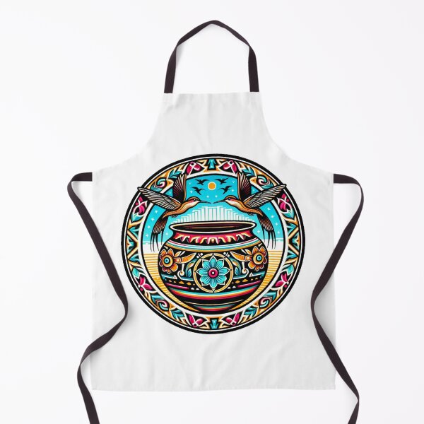 Item preview, Zuni design with pot and pair of hummingbirds. designed and sold by NativeGraffix.