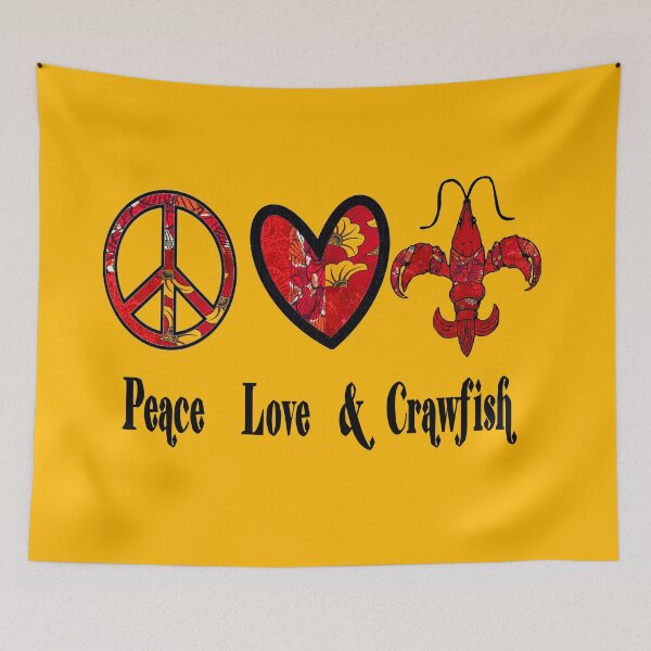 Item preview, Red & Yellow Peace Love and Crawfish Design designed and sold by artbyomega.