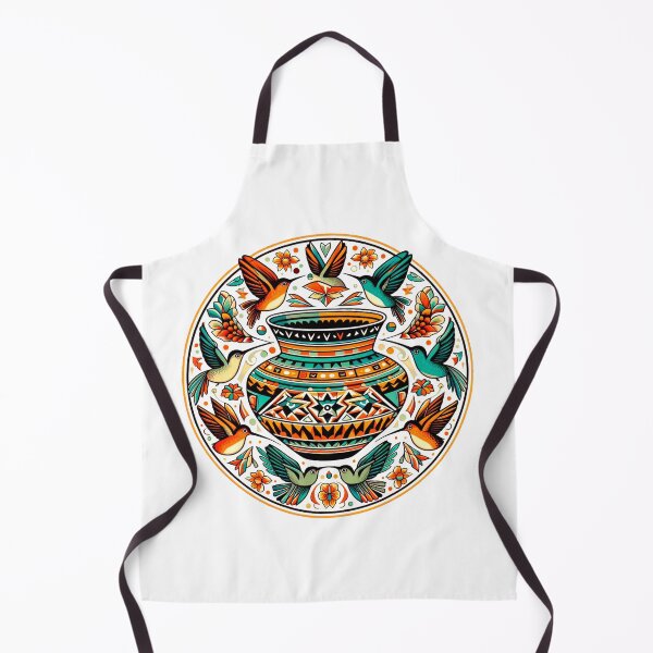 Item preview, Many hummingbirds with Zuni design inspired pot designed and sold by NativeGraffix.