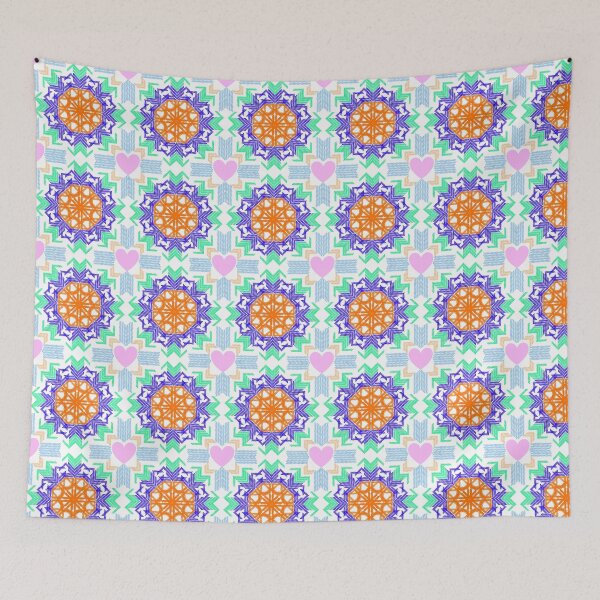 Item preview, A colorful pattern of squares and circles with a heart in the center designed and sold by PWDigitalArt.