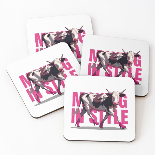 Item preview, Fashionable Cow Strutting in Pink High Heels designed and sold by cave-canvas.