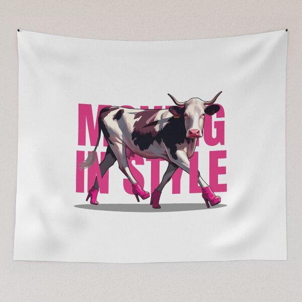Item preview, Fashionable Cow Strutting in Pink High Heels designed and sold by cave-canvas.
