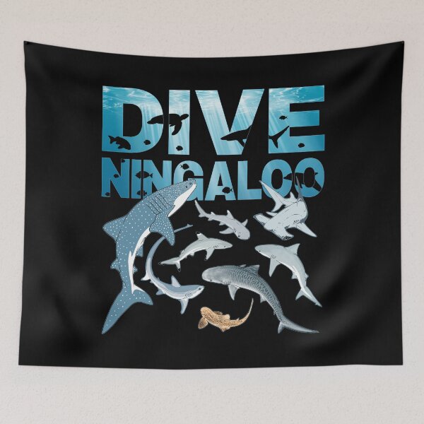 Item preview, Whale shark tiger shark bull shark hammerhead shark Ningaloo Coral Bay designed and sold by NicGrayGraphic.