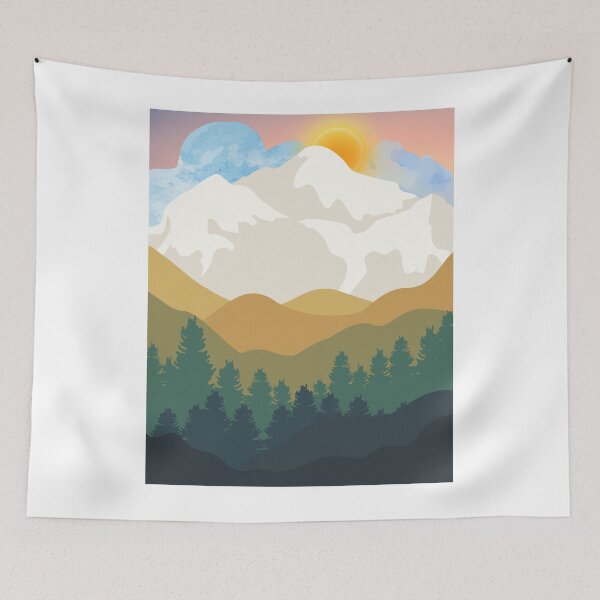 Item preview, beautiful view of a lonely mountain in the middle of the forest at sunrise designed and sold by Periush.