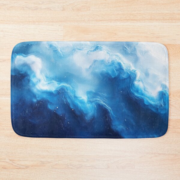 Item preview, Deep Ocean Waves Abstract in Blue and White Fluid Art designed and sold by lematworks.