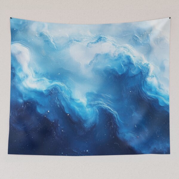 Item preview, Deep Ocean Waves Abstract in Blue and White Fluid Art designed and sold by lematworks.