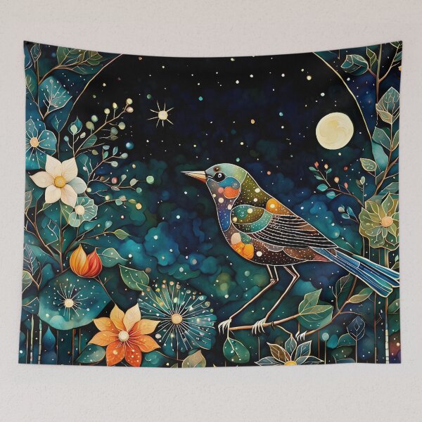 Item preview, Midnight Bird and Flowers designed and sold by KirstenStar.