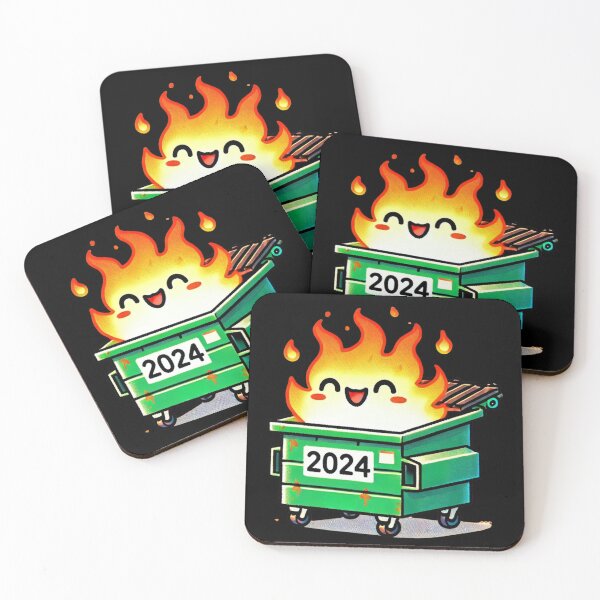 Item preview, 2024 Dumpster Fire – Cute and Funny Cartoon Illustration designed and sold by NiftyTees.