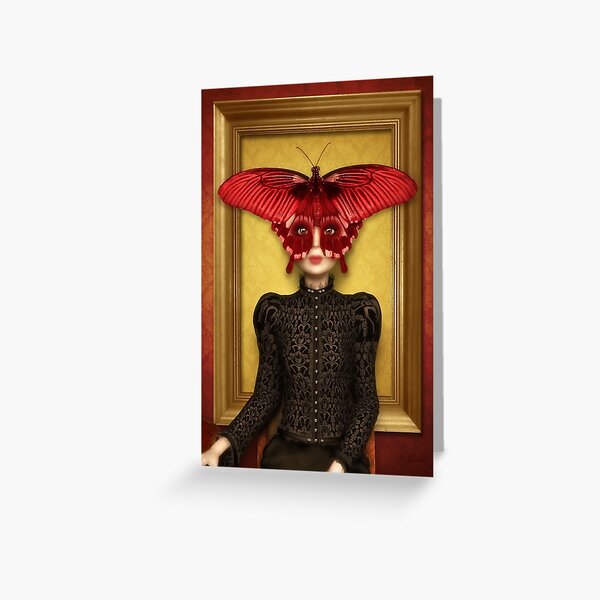 Item preview, Woman with big butterfly mask in a golden frame designed and sold by Britta Glodde.
