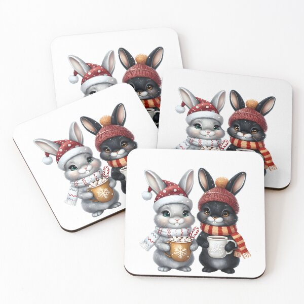 Item preview, Two cute festive bunnies designed and sold by Ink & Fabric.