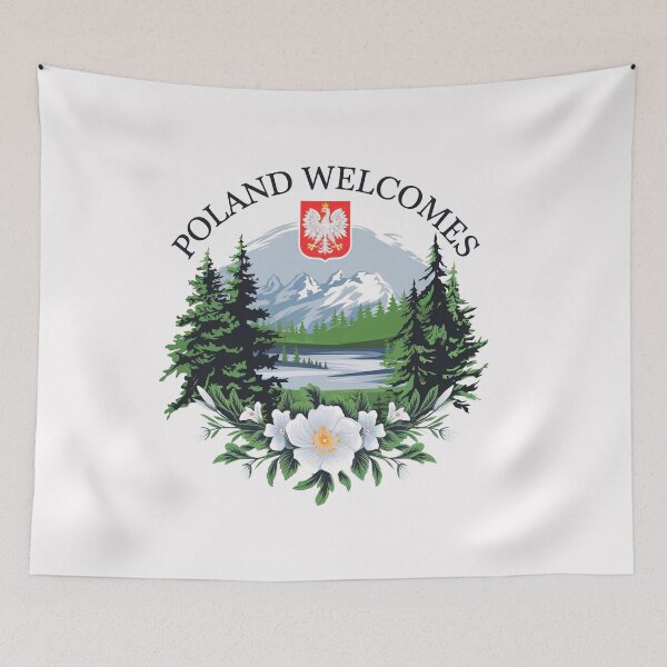 Item preview, Poland  Welcomes Flag Map designed and sold by AnimalsDH305.