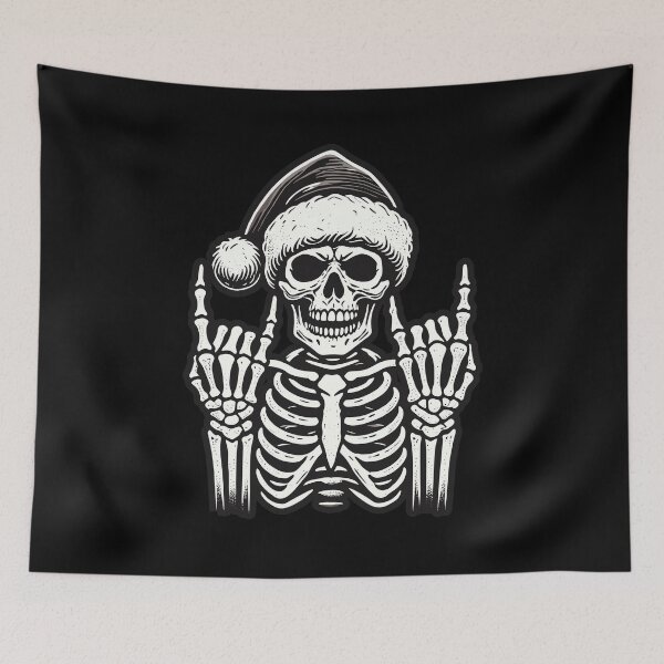 Item preview, Rock On Santa Skeleton Christmas Vibes designed and sold by LuminOrb.