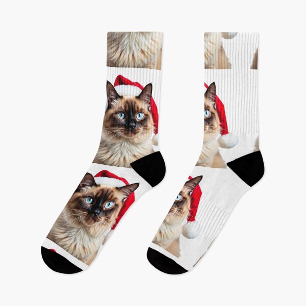 Item preview, Funny Tonkinese cat wearing Christmas hat designed and sold by LazyOwlStore.