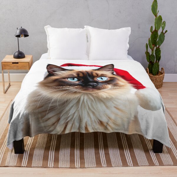Item preview, Funny Tonkinese cat wearing Christmas hat designed and sold by LazyOwlStore.