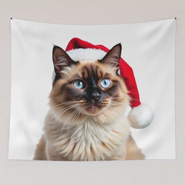 Item preview, Funny Tonkinese cat wearing Christmas hat designed and sold by LazyOwlStore.