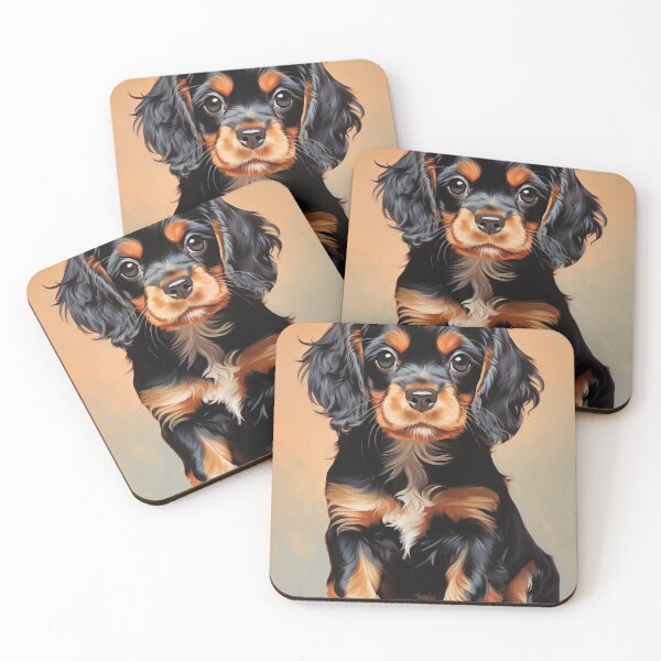 Item preview, Black and Tan Cavalier King Charles Spaniel Puppy designed and sold by PetsArt.