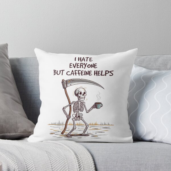 Item preview, Caffeinated Skeleton Cityscape - I Hate Everyone But Caffine Helps designed and sold by Belhbib Art ⭐⭐⭐⭐⭐.