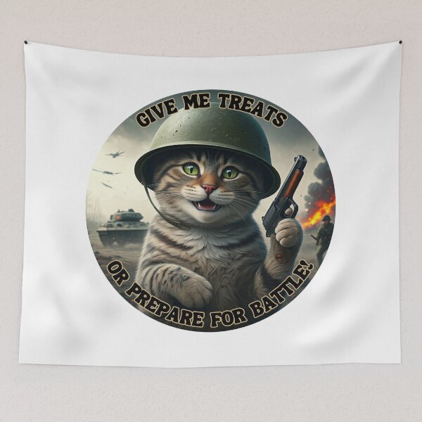 Item preview, Give Me Treats or Prepare for Battle- Funny Cat designed and sold by MarCreativArt.