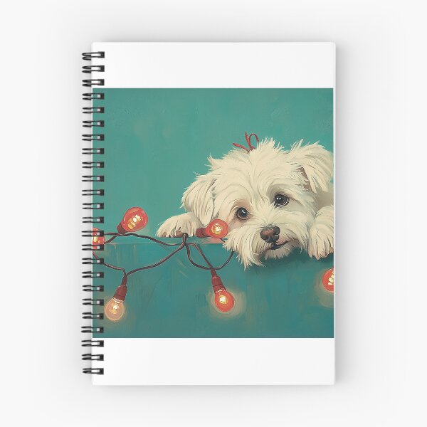 Item preview, Vacaciones: cachorro yorkshire terrier blanco con luces navideñas designed and sold by OOTB-Designs.