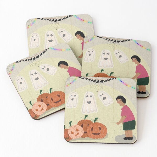 Item preview, Boy and the Ghosts with the pumpkins designed and sold by ArtandStories.