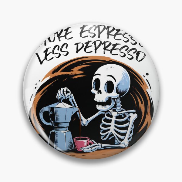 Item preview, Whimsical Skeleton Coffee Break - More Espresso Less Depresso designed and sold by Belhbib Art ⭐⭐⭐⭐⭐.