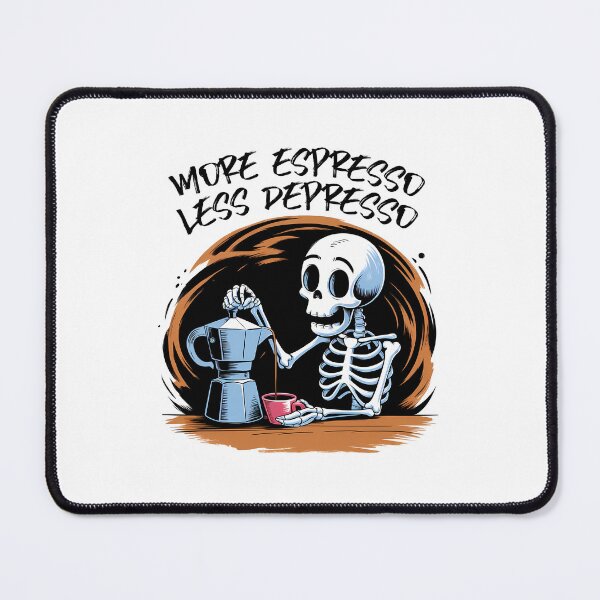 Item preview, Whimsical Skeleton Coffee Break - More Espresso Less Depresso designed and sold by Belhbib Art ⭐⭐⭐⭐⭐.