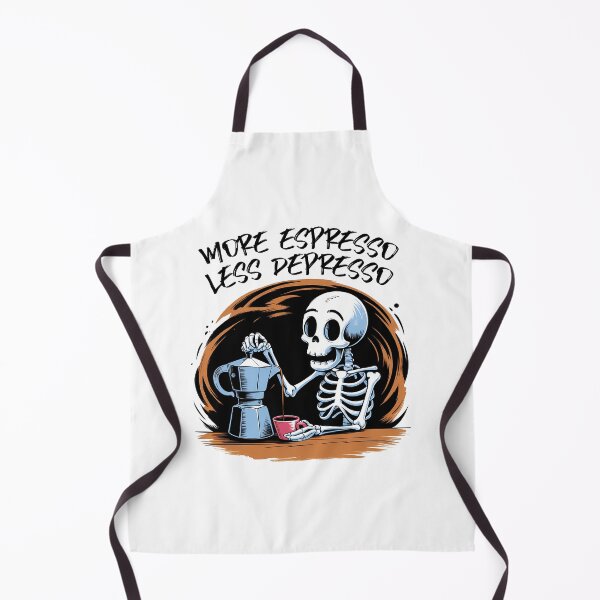 Item preview, Whimsical Skeleton Coffee Break - More Espresso Less Depresso designed and sold by Belhbib Art ⭐⭐⭐⭐⭐.