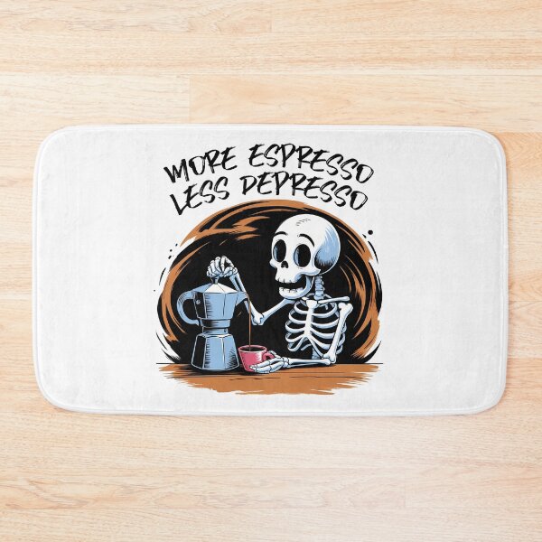 Item preview, Whimsical Skeleton Coffee Break - More Espresso Less Depresso designed and sold by Belhbib Art ⭐⭐⭐⭐⭐.