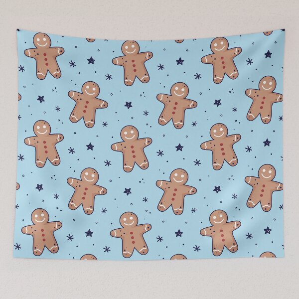 Item preview, Gingerbread men, snowflakes seamless pattern. Christmas background. Festive baked, flat design, doodle style. designed and sold by adamtepl.