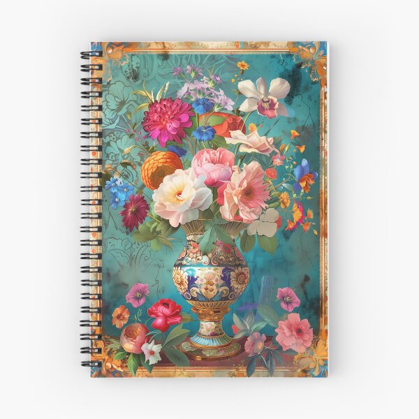 Item preview, Exquisite Floral Vase Arrangement in Turquoise Bliss - Vibrant Blooming Bouquet Art designed and sold by Frame & Fold.