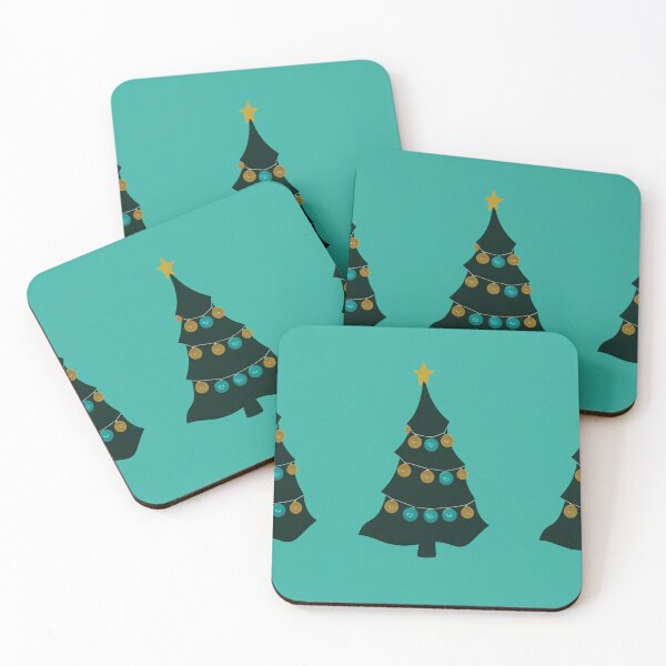 Item preview, Row of three design christmas trees  on a teal background designed and sold by Photopat.