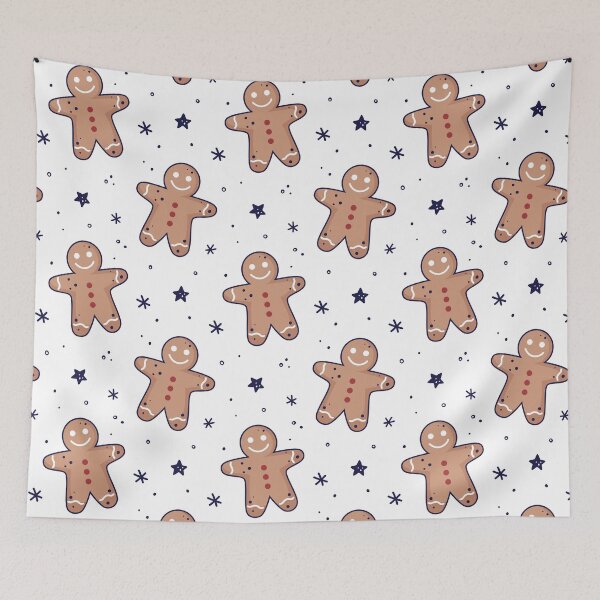 Item preview, Gingerbread men, snowflakes seamless pattern. Christmas background. Festive baked, flat design, doodle style. designed and sold by adamtepl.