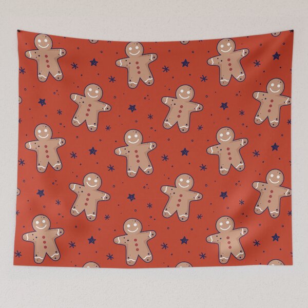 Item preview, Gingerbread men, snowflakes seamless pattern. Christmas background. Festive baked, flat design, doodle style. designed and sold by adamtepl.