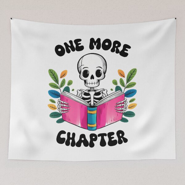 Item preview, Skeleton Bookworm Delight - One More Chapter   designed and sold by Belhbib Art ⭐⭐⭐⭐⭐.